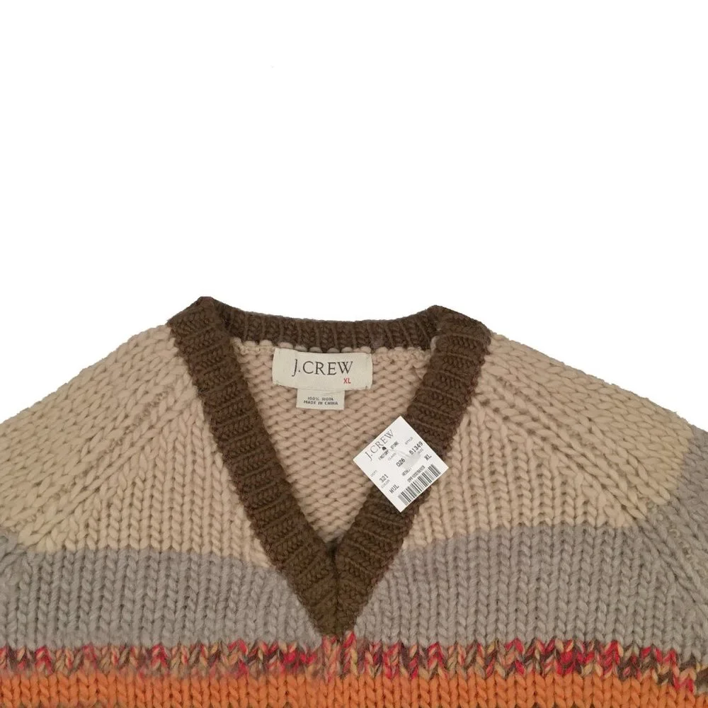NEW Vintage J Crew Hand Knit Sweater!  Colorful Southwestern Striped Design Wool